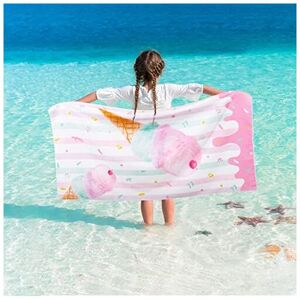 Csparkv - Ice Cream Kids Beach Towel - 70 x 150cm Sand Free Microfiber Towel for Girls Swimming Pool Travel Towel Absorbent Quick Dry Soft Beach Csparkv - Ice Cream Kids Beach Towel - 70 x 150cm Sand Free Microfiber Towel for Girls Swimming Pool Travel Towel Absorbent Quick Dry Soft Beach