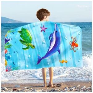 Csparkv - Kids Beach Towel – Ocean Beach Towel 70 x 150cm Soft Polyester Absorbent Bath Towel Sports Pool Bath Towel for Boys Girls Blue Csparkv - Kids Beach Towel – Ocean Beach Towel 70 x 150cm Soft Polyester Absorbent Bath Towel Sports Pool Bath Towel for Boys Girls Blue