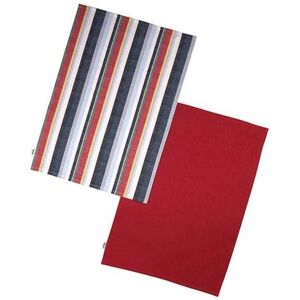 Recycled Cotton Striped Set of 2 Tea Towels Red - Dexam Recycled Cotton Striped Set of 2 Tea Towels Red - Dexam