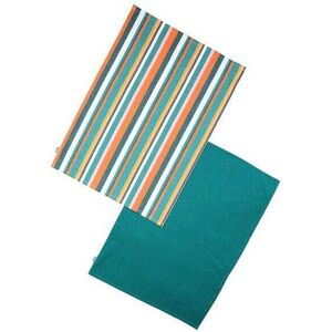 Dexam - Recycled Cotton Striped Set of 2 Tea Towels Teal Dexam - Recycled Cotton Striped Set of 2 Tea Towels Teal