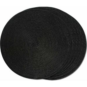 DEWDAT Dining Table Set of 6 Black Round Braided Placemats for Dining Tables Non-Slip Washable Woven Placemats 38cm - Black DEWDAT Dining Table Set of 6 Black Round Braided Placemats for Dining Tables Non-Slip Washable Woven Placemats 38cm - Black