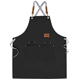 Rose - Double Belted Canvas Chef Apron Cross Back Apron Adjustable Straps and Big Pockets - Black Rose - Double Belted Canvas Chef Apron Cross Back Apron Adjustable Straps and Big Pockets - Black