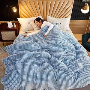 Memkey - Extra Checked Blanket, Checked Fleece Blanket (Blue and White, 120 x 200 cm) Memkey - Extra Checked Blanket, Checked Fleece Blanket (Blue and White, 120 x 200 cm)