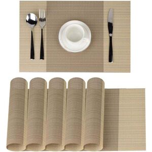 YMYNY Fliti Placemats, Table Mats, Non-Slip, Washable, pvc, 30 x 45 cm, Heat Resistant, Rigid, Stain Resistant, Set of 6 (Beige) YMYNY Fliti Placemats, Table Mats, Non-Slip, Washable, pvc, 30 x 45 cm, Heat Resistant, Rigid, Stain Resistant, Set of 6 (Beige)