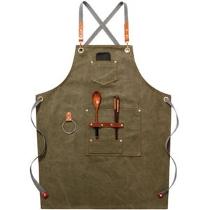 MCBOSON (Green) High-quality cowboy apron with pockets for hairdresser, painter, gardener, hairstylist for women and men MCBOSON (Green) High-quality cowboy apron with pockets for hairdresser, painter, gardener, hairstylist for women and men