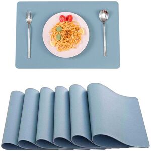 Linghhang - Grey Blue)Leather Placemats, Set of 6 Waterproof Washable Placemats Rectangular Heat Resistant Placemats, 45×30cm Linghhang - Grey Blue)Leather Placemats, Set of 6 Waterproof Washable Placemats Rectangular Heat Resistant Placemats, 45×30cm