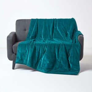 Homescapes - Teal Green Velvet Quilted Throw, 125 x 150 cm Homescapes - Teal Green Velvet Quilted Throw, 125 x 150 cm