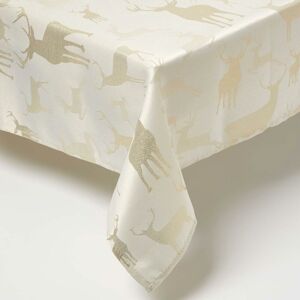 Homescapes - Gold Stag Christmas Table Cloth, 132 x 228 cm Homescapes - Gold Stag Christmas Table Cloth, 132 x 228 cm