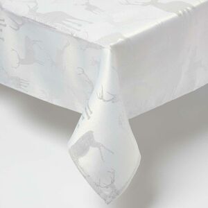 Homescapes Silver 132x178 cm Stag Christmas Table Cloth Homescapes Silver 132x178 cm Stag Christmas Table Cloth
