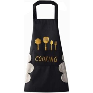 MCBOSON Kitchen apron (Black) for women with pockets for wiping hands, large pocket, hand wiping, waterproof for cooking and baking MCBOSON Kitchen apron (Black) for women with pockets for wiping hands, large pocket, hand wiping, waterproof for cooking and baking