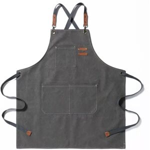 ANPVIZ Kitchen apron, cotton canvas gardening apron with large pockets for men and women, cooking bib, durable, adjustable gardening apron – gray ANPVIZ Kitchen apron, cotton canvas gardening apron with large pockets for men and women, cooking bib, durable, adjustable gardening apron – gray