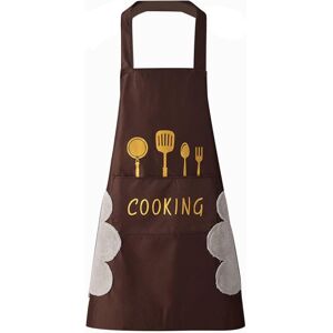 LINGHHANG Kitchen Apron(Brown) for Women with Hand Wiping Pockets, Large Pocket, Hand Wiping, Waterproof for Cooking and Baking LINGHHANG Kitchen Apron(Brown) for Women with Hand Wiping Pockets, Large Pocket, Hand Wiping, Waterproof for Cooking and Baking