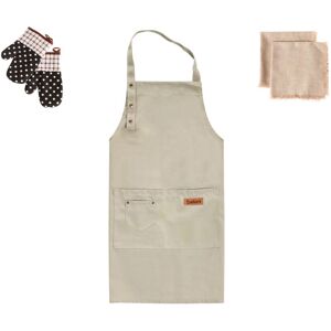 Beliani - Kitchen Textiles Set Apron Oven Gloves Cloths Cooking Beige Pisum Beliani - Kitchen Textiles Set Apron Oven Gloves Cloths Cooking Beige Pisum