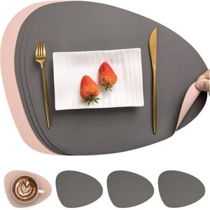 TEHTUY Leather placemat and coaster set, double-sided non-slip placemat, waterproof and washable placemats, placemat and coaster set, plastic placemat (pink TEHTUY Leather placemat and coaster set, double-sided non-slip placemat, waterproof and washable placemats, placemat and coaster set, plastic placemat (pink