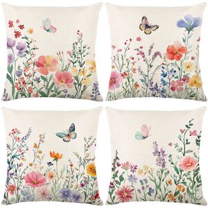 SJQKA Set of 4 Outdoor Throw Pillow Covers, Colorful Flowers and Butterflies Pattern, Bohemian Style, for Sofa Bedroom, 18 x 18 Inches SJQKA Set of 4 Outdoor Throw Pillow Covers, Colorful Flowers and Butterflies Pattern, Bohemian Style, for Sofa Bedroom, 18 x 18 Inches