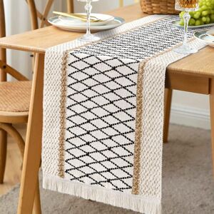 Memkey - Macrame Table Runner - Bohemian Style - with Tassels - Handwoven Cotton and Burlap - Rustic Style - for Kitchen and Dining Room (30 x 180 cm) Memkey - Macrame Table Runner - Bohemian Style - with Tassels - Handwoven Cotton and Burlap - Rustic Style - for Kitchen and Dining Room (30 x 180 cm)