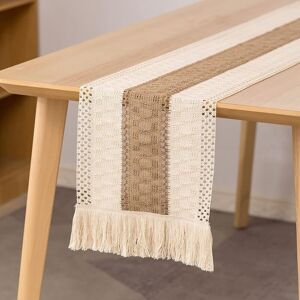 TINOR Macrame Table Runner, Dining Table Runner 180cm Natural Cotton and Linen, Bohemian Crochet Lace Tassel Table Decor TINOR Macrame Table Runner, Dining Table Runner 180cm Natural Cotton and Linen, Bohemian Crochet Lace Tassel Table Decor