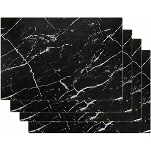 DEWDAT Marble Placemats for Dining Table Set of 4 Waterproof Marble Placemats for Kitchen Table PVC Placemats Easy to Clean for Dining Room Office Black DEWDAT Marble Placemats for Dining Table Set of 4 Waterproof Marble Placemats for Kitchen Table PVC Placemats Easy to Clean for Dining Room Office Black