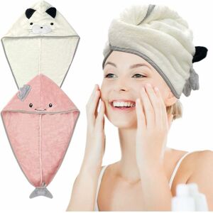 Héloise - Microfiber Hair Towel, Hair Drying Towel, Dry Hair Cap, Hair Drying Towels, Hair Towel, Absorbent Hair Turban with Pressure Button 2 Pieces Héloise - Microfiber Hair Towel, Hair Drying Towel, Dry Hair Cap, Hair Drying Towels, Hair Towel, Absorbent Hair Turban with Pressure Button 2 Pieces
