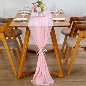 MCBOSON (Pink) Modern Chiffon Table Runner - 70 x 305 cm - Washable - for Wedding - Table Decoration - for Wedding, Birthday MCBOSON (Pink) Modern Chiffon Table Runner - 70 x 305 cm - Washable - for Wedding - Table Decoration - for Wedding, Birthday