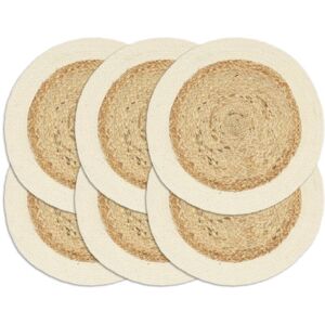 Placemats 6 pcs Plain Natural 38 cm Round Jute and Cotton Vidaxl Placemats 6 pcs Plain Natural 38 cm Round Jute and Cotton Vidaxl