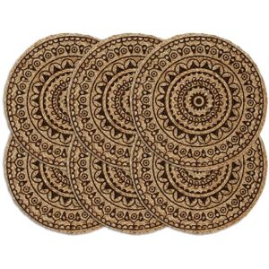 vidaXL Placemats 6 pcs. Dark Brown 38 cm Round Jute - Placemat vidaXL Placemats 6 pcs. Dark Brown 38 cm Round Jute - Placemat