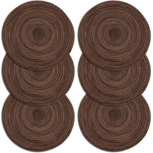 TEHTUY Placemats, Set of 6, Braided Placemats, Washable, Heat Resistant, Non-Slip, Round Placemats 35x35cm (Round, Brown) TEHTUY Placemats, Set of 6, Braided Placemats, Washable, Heat Resistant, Non-Slip, Round Placemats 35x35cm (Round, Brown)