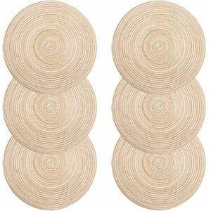 TEHTUY Placemats, Set of 6 Braided PP Placemats, Washable, Heat Resistant, Non-Slip, Round Placemat 35x35cm (Round, Ivory) TEHTUY Placemats, Set of 6 Braided PP Placemats, Washable, Heat Resistant, Non-Slip, Round Placemat 35x35cm (Round, Ivory)