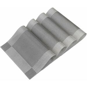 VOLAVO Placemats Set Set of 4 Washable pvc Heat Resistant Non-Slip Table Mat for Dining Kitchen Living Room Garden or Dining Room Restaurant - Gray VOLAVO Placemats Set Set of 4 Washable pvc Heat Resistant Non-Slip Table Mat for Dining Kitchen Living Room Garden or Dining Room Restaurant - Gray