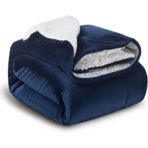 Memkey - Checkered Sofa Fleece Blanket, Navy Blue Sofa Throw, 150 cm x 200 cm Memkey - Checkered Sofa Fleece Blanket, Navy Blue Sofa Throw, 150 cm x 200 cm