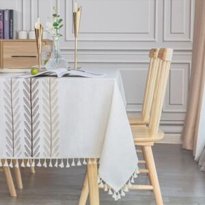 TINOR Rectangular Tablecloth Waterproof Anti Stain Table Cloth Cotton Linen Tablecloth Rectangle 140x220 Tassel Elegant Tablecloth for Kitchen Table TINOR Rectangular Tablecloth Waterproof Anti Stain Table Cloth Cotton Linen Tablecloth Rectangle 140x220 Tassel Elegant Tablecloth for Kitchen Table