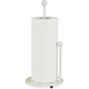 Relaxdays - Standing Kitchen Roll Dispenser, Paper Towel Holder, Retro, Shabby-Chic, Cast Iron, Height: 33 cm, White Relaxdays - Standing Kitchen Roll Dispenser, Paper Towel Holder, Retro, Shabby-Chic, Cast Iron, Height: 33 cm, White