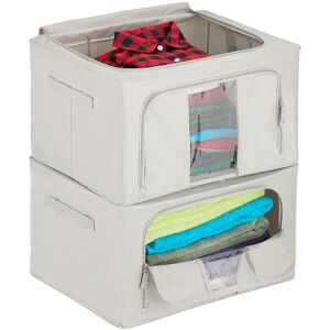 Relaxdays - Set of 2 Storage Bags, 55 l each, Zip Closure, for Bedding, Clothes & Towels, Underbed Organiser Boxes, Grey Relaxdays - Set of 2 Storage Bags, 55 l each, Zip Closure, for Bedding, Clothes & Towels, Underbed Organiser Boxes, Grey