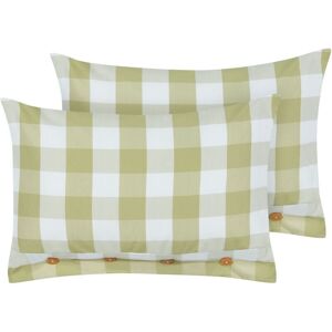 Beliani Set of 2 Cushions Light Green Checked - Cushions Beliani Set of 2 Cushions Light Green Checked - Cushions