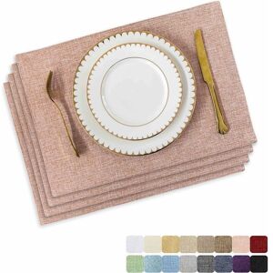 Rose - Set of 4 Heat Resistant Placemats, Washable Kitchen Mats, Apricot Pink Rose - Set of 4 Heat Resistant Placemats, Washable Kitchen Mats, Apricot Pink