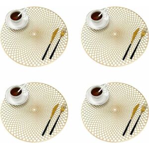 Hoopzi - Set of 4 Placemats, Gold Round Placemats Placemat Table Mat for Kitchen Dining Table (Gold, Style i, 38cm) Hoopzi - Set of 4 Placemats, Gold Round Placemats Placemat Table Mat for Kitchen Dining Table (Gold, Style i, 38cm)
