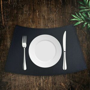 Hoopzi - Set of 4 placemats in synthetic leather - 50 × 30 cm - Anti-stain - Anti-slip - Waterproof - Washable - Color Black Hoopzi - Set of 4 placemats in synthetic leather - 50 × 30 cm - Anti-stain - Anti-slip - Waterproof - Washable - Color Black