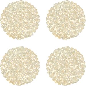 Memkey - Set of 4 Placemats, Rose Gold Placemats, Round Placemats for Dining Room Kitchen Table, Washable Placemats (Rose Gold, Style l, 38 cm) Memkey - Set of 4 Placemats, Rose Gold Placemats, Round Placemats for Dining Room Kitchen Table, Washable Placemats (Rose Gold, Style l, 38 cm)