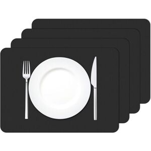 Tinor - Set of 4 Waterproof Washable Placemats Rectangular pvc Heat Resistant Placemats, 42 × 30cm (Black) Tinor - Set of 4 Waterproof Washable Placemats Rectangular pvc Heat Resistant Placemats, 42 × 30cm (Black)
