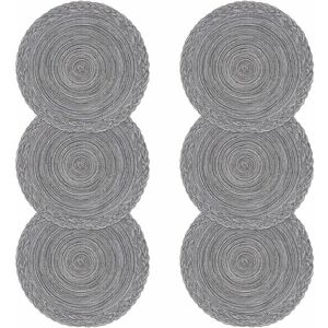 DEWDAT Set of 6 gray round placemats woven cotton placemats heat resistant washable placemats christmas placemats decoration for dining room, kitchen, DEWDAT Set of 6 gray round placemats woven cotton placemats heat resistant washable placemats christmas placemats decoration for dining room, kitchen,