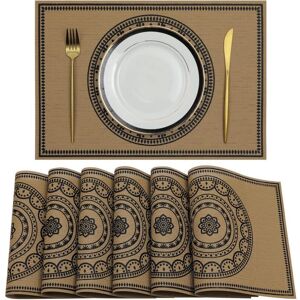 TEHTUY Set of 6 PVC Placemats 30x44cm Rectangular Washable Heat Resistant Easy-Clean Placemats for Dining Table Kitchen Restaurant TEHTUY Set of 6 PVC Placemats 30x44cm Rectangular Washable Heat Resistant Easy-Clean Placemats for Dining Table Kitchen Restaurant