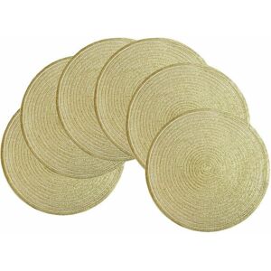 Dewdat - Set of 6 Round Plaited Placemats Gold Heat Resistant Washable Placemats Non-slip Placemat Decoration for Lunch, Kitchen, Wedding, Party Dewdat - Set of 6 Round Plaited Placemats Gold Heat Resistant Washable Placemats Non-slip Placemat Decoration for Lunch, Kitchen, Wedding, Party