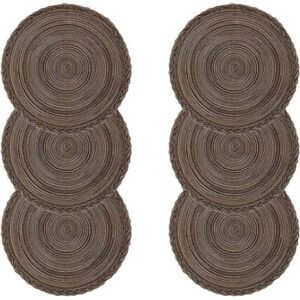 TEHTUY Set of 6 Washable, Heat-Resistant, Non-Slip Braided Cotton Placemats, Round Placemats 38x38cm (Round, Braided - Brown) TEHTUY Set of 6 Washable, Heat-Resistant, Non-Slip Braided Cotton Placemats, Round Placemats 38x38cm (Round, Braided - Brown)