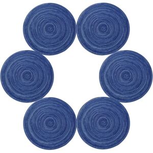 Memkey - Set of 6 Woven Cotton Placemats, Washable, Heat Resistant, Non-Slip, 35 x 35 cm, Round (Round, Blue) Memkey - Set of 6 Woven Cotton Placemats, Washable, Heat Resistant, Non-Slip, 35 x 35 cm, Round (Round, Blue)