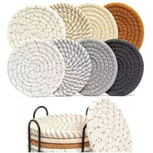 Cyslmuk - Set of 8 11cmX 11cm Mix Color Round Woven Placemats Washable Cotton Placemats Non-Slip Heat Resistant Table Mats with Frame for Party Cyslmuk - Set of 8 11cmX 11cm Mix Color Round Woven Placemats Washable Cotton Placemats Non-Slip Heat Resistant Table Mats with Frame for Party