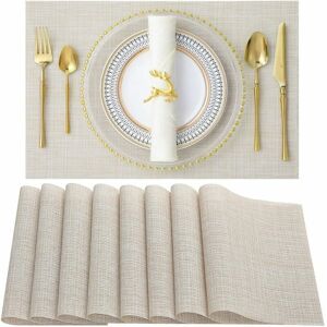 Hoopzi - Set of 8 Placemats Heat Resistant Stain Resistant Non-Slip Kitchen Table Washable Durable pvc 8PCS Dark Gray Hoopzi - Set of 8 Placemats Heat Resistant Stain Resistant Non-Slip Kitchen Table Washable Durable pvc 8PCS Dark Gray