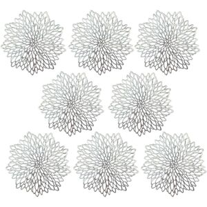 Memkey - Placemats, pvc Placemats Set of 8 Washable Decor Table Mats Heat Resistant Hollow Insulating Coasters Mats Durable pvc Table Mat Silver Memkey - Placemats, pvc Placemats Set of 8 Washable Decor Table Mats Heat Resistant Hollow Insulating Coasters Mats Durable pvc Table Mat Silver
