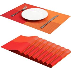 TEHTUY Set of 8 Washable Non-Slip Placemats in Heat-Resistant PVC, Orange TEHTUY Set of 8 Washable Non-Slip Placemats in Heat-Resistant PVC, Orange