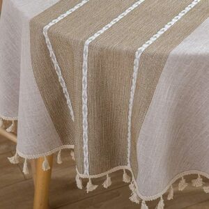 Linghhang - Farmhouse Tablecloth with Heavy Stitching Tassel (Round, 60 Inch, Linen) Dustproof Cotton Linen Tablecloth for Kitchen Dining Table Linghhang - Farmhouse Tablecloth with Heavy Stitching Tassel (Round, 60 Inch, Linen) Dustproof Cotton Linen Tablecloth for Kitchen Dining Table