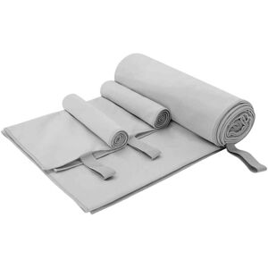 Sports Towel Set 3 pcs Grey Polyester and Polyamide vidaXL Sports Towel Set 3 pcs Grey Polyester and Polyamide vidaXL